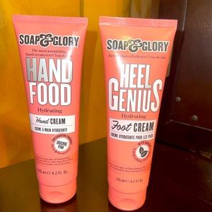 SOAP & GLORY HAND FOOD HAND CREAM & HEEL GENIUS FOOT CREAM 4.2 FL OZ HYDRATING